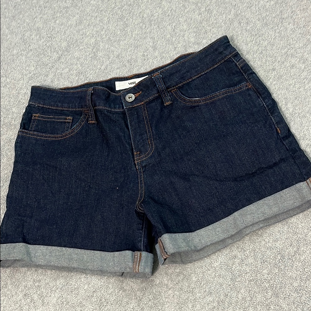 Womens Vans Denim Shorts Size 28 Dark Wash Summer Casual Skater Coastal Western